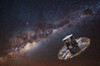 Das Weltraum-Teleskop Gaia; im Hintergrund die Sterne der Milchstraße